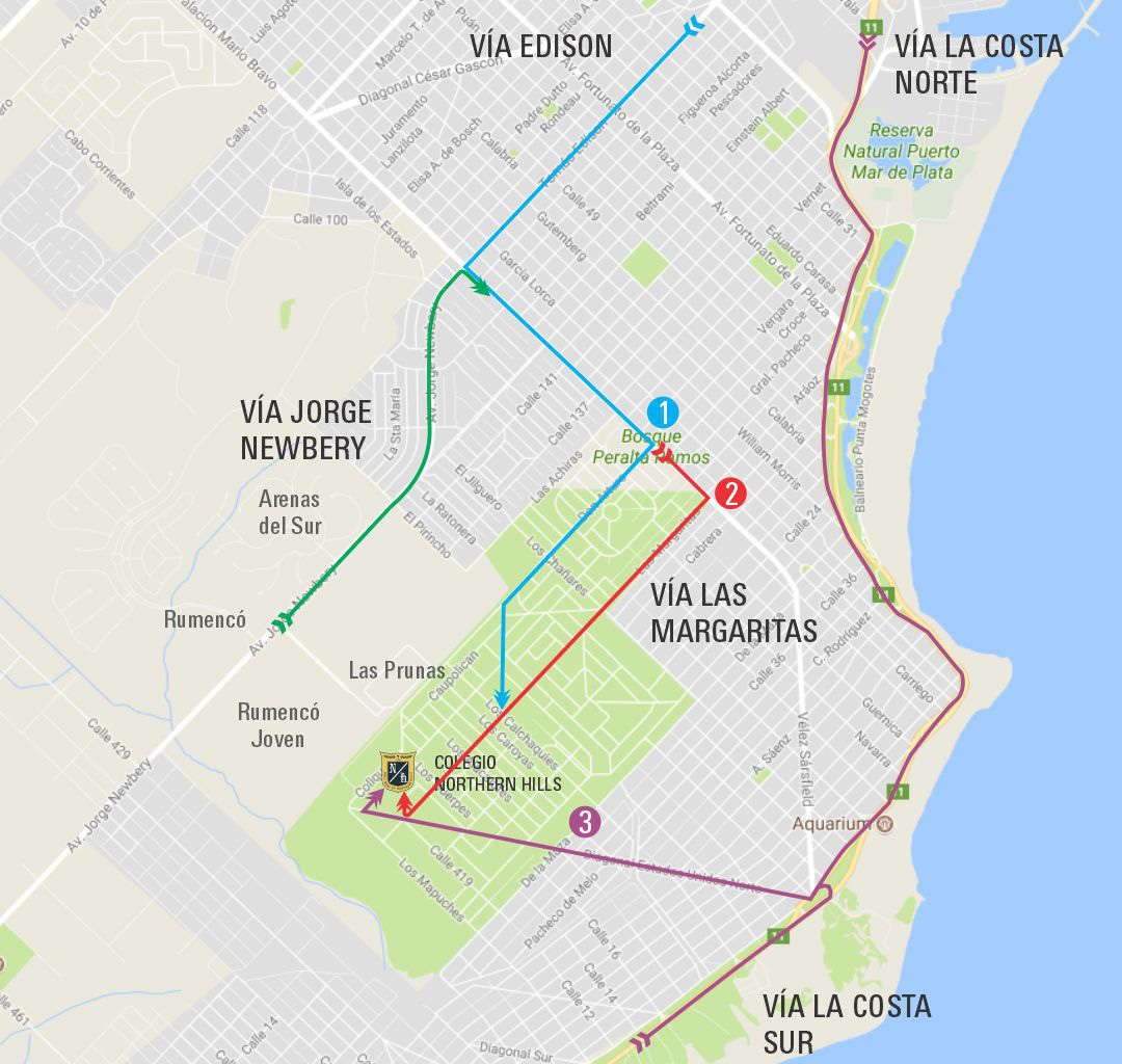 Plano de accesos alternativos al colegio